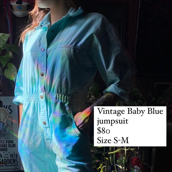 Vintage Baby Blue Jump Suit - Small to Medium - Picture 1 of 3